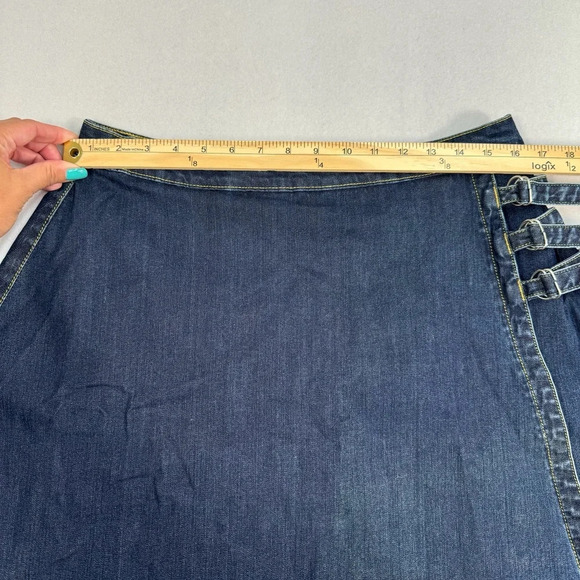Eshakti Wrap Buckle Jean Skirt Womens Plus Size 16W Medium Blue Knee Length - Picture 3 of 10